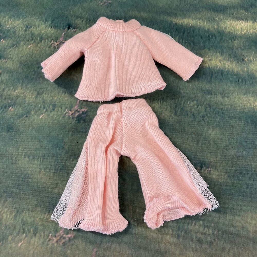 Y2K Kish & Company 8" Casual Pink Flared Sweatpants Set w/Lace Detail EUC